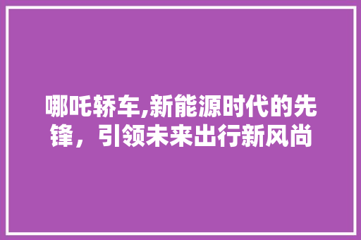 哪吒轿车,新能源时代的先锋，引领未来出行新风尚