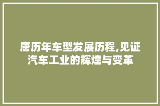 唐历年车型发展历程,见证汽车工业的辉煌与变革