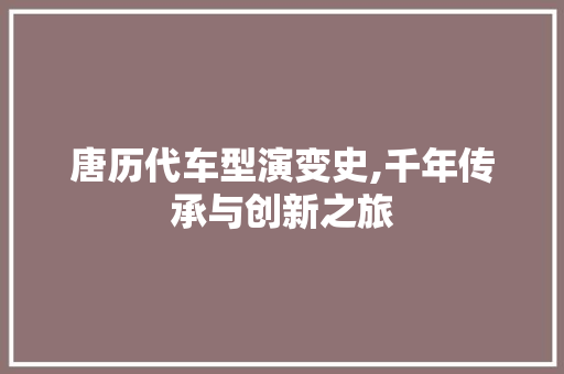 唐历代车型演变史,千年传承与创新之旅