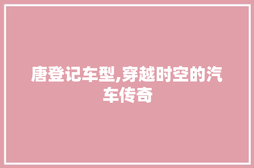 唐登记车型,穿越时空的汽车传奇