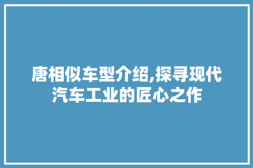 唐相似车型介绍,探寻现代汽车工业的匠心之作