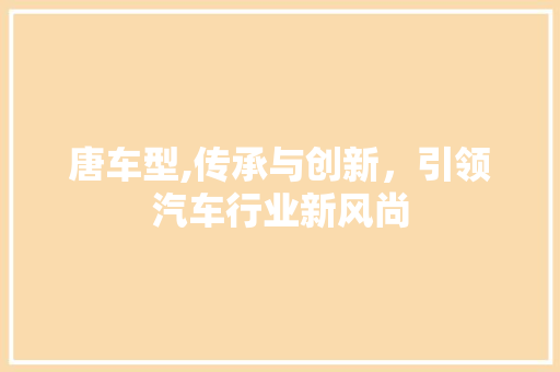 唐车型,传承与创新，引领汽车行业新风尚