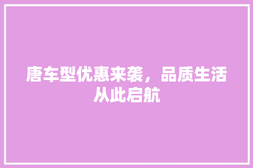 唐车型优惠来袭，品质生活从此启航