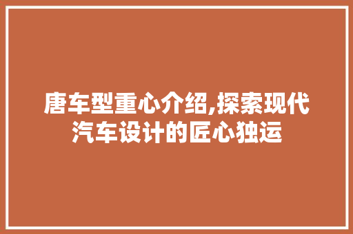 唐车型重心介绍,探索现代汽车设计的匠心独运