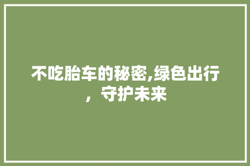 不吃胎车的秘密,绿色出行，守护未来