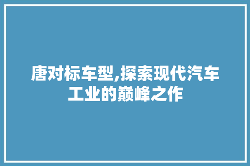 唐对标车型,探索现代汽车工业的巅峰之作