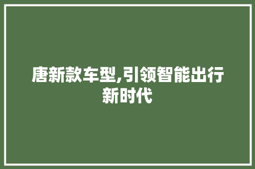 唐新款车型,引领智能出行新时代