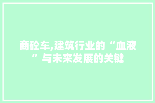 商砼车,建筑行业的“血液”与未来发展的关键