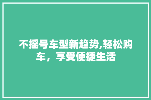 不摇号车型新趋势,轻松购车，享受便捷生活
