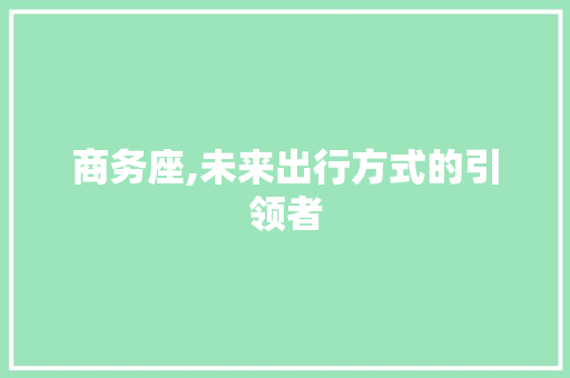 商务座,未来出行方式的引领者