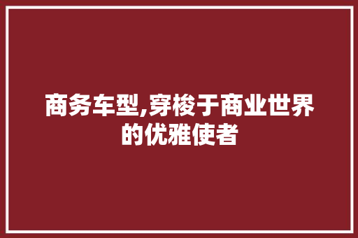 商务车型,穿梭于商业世界的优雅使者