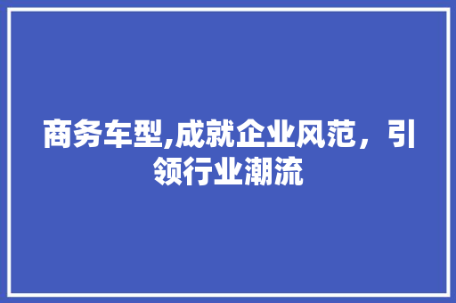 商务车型,成就企业风范，引领行业潮流