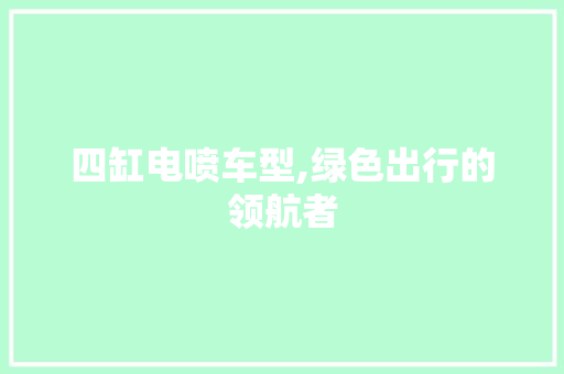 四缸电喷车型,绿色出行的领航者