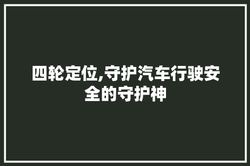 四轮定位,守护汽车行驶安全的守护神