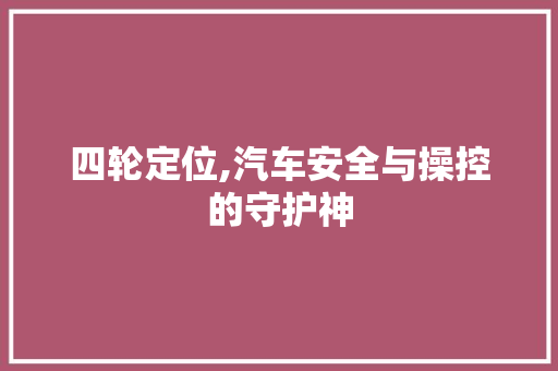 四轮定位,汽车安全与操控的守护神