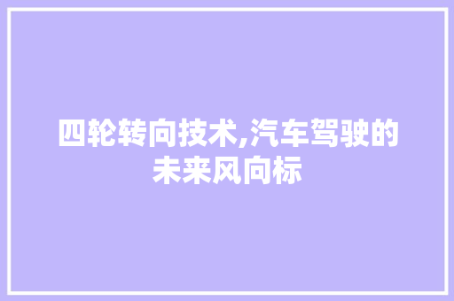 四轮转向技术,汽车驾驶的未来风向标