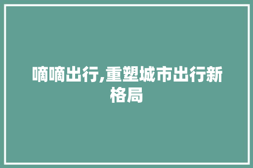 嘀嘀出行,重塑城市出行新格局