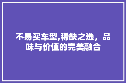 不易买车型,稀缺之选，品味与价值的完美融合
