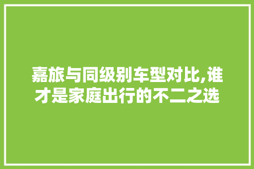 嘉旅与同级别车型对比,谁才是家庭出行的不二之选