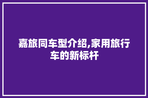 嘉旅同车型介绍,家用旅行车的新标杆