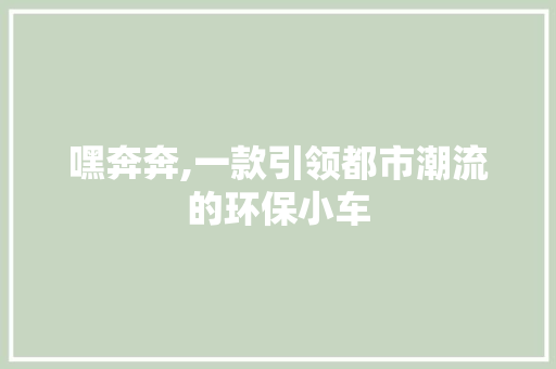 嘿奔奔,一款引领都市潮流的环保小车