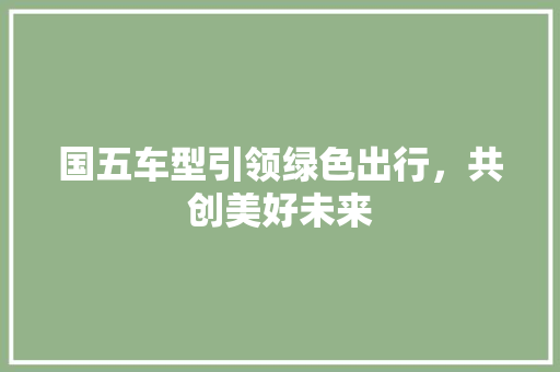 国五车型引领绿色出行，共创美好未来