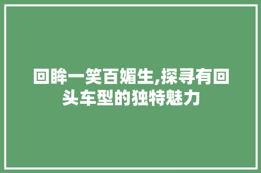 回眸一笑百媚生,探寻有回头车型的独特魅力