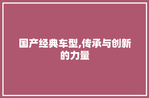 国产经典车型,传承与创新的力量