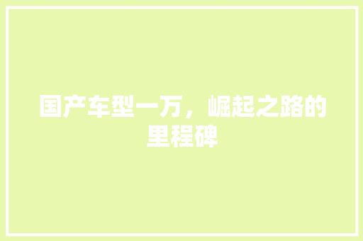 国产车型一万，崛起之路的里程碑