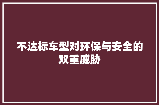 不达标车型对环保与安全的双重威胁