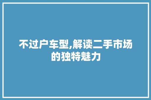 不过户车型,解读二手市场的独特魅力 车灯配件