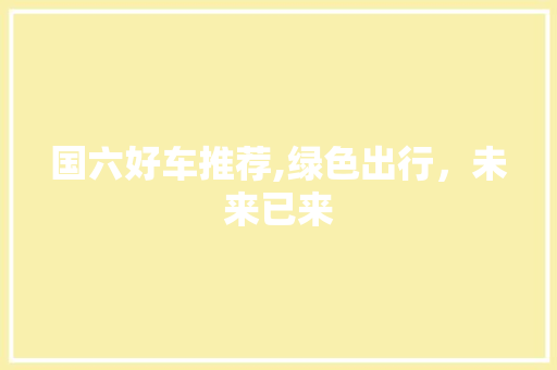 国六好车推荐,绿色出行，未来已来