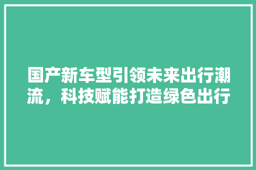 国产新车型引领未来出行潮流，科技赋能打造绿色出行新生态
