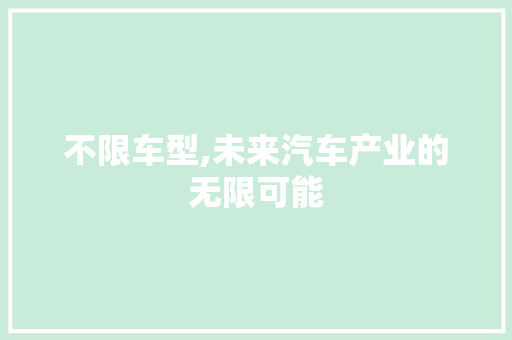 不限车型,未来汽车产业的无限可能