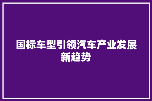 国标车型引领汽车产业发展新趋势