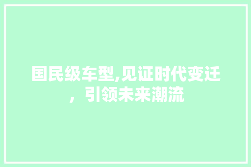 国民级车型,见证时代变迁，引领未来潮流