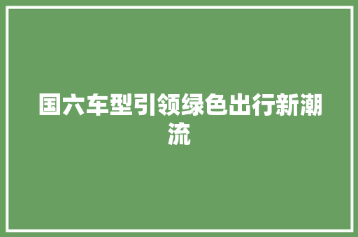 国六车型引领绿色出行新潮流