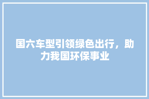 国六车型引领绿色出行，助力我国环保事业