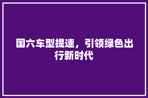 国六车型提速，引领绿色出行新时代