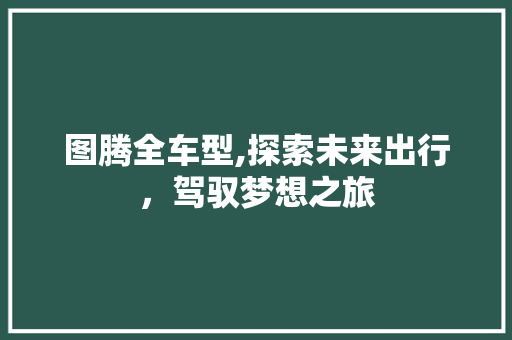 图腾全车型,探索未来出行，驾驭梦想之旅