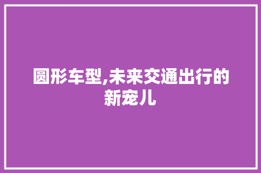 圆形车型,未来交通出行的新宠儿