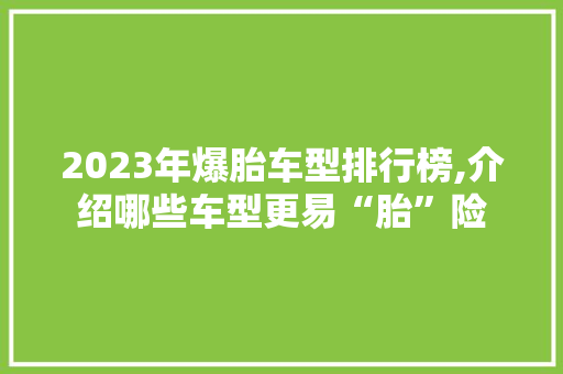 2023年爆胎车型排行榜,介绍哪些车型更易“胎”险