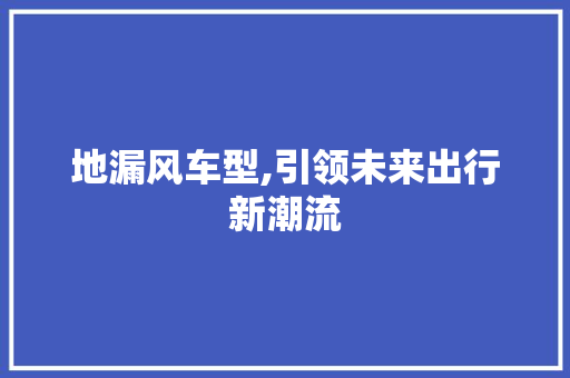 地漏风车型,引领未来出行新潮流