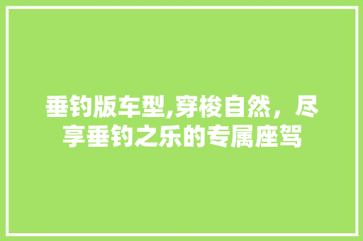 垂钓版车型,穿梭自然，尽享垂钓之乐的专属座驾 变速箱配件