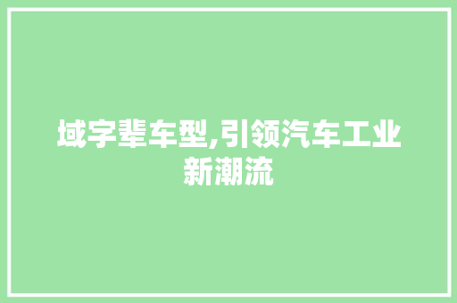 域字辈车型,引领汽车工业新潮流