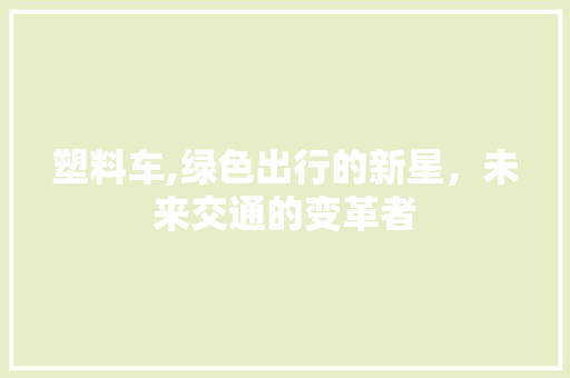 塑料车,绿色出行的新星，未来交通的变革者