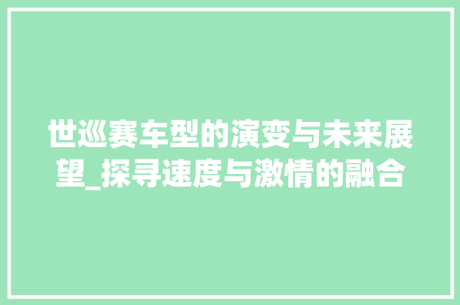 世巡赛车型的演变与未来展望_探寻速度与激情的融合