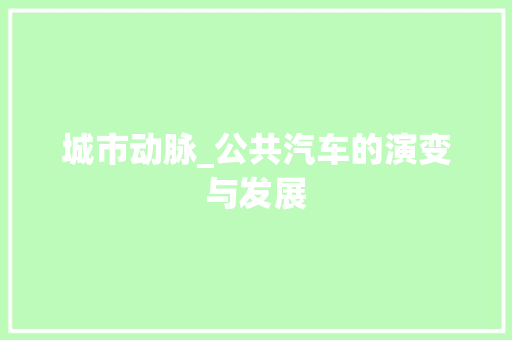 城市动脉_公共汽车的演变与发展