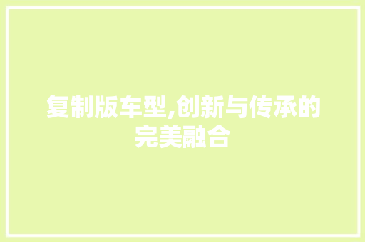 复制版车型,创新与传承的完美融合