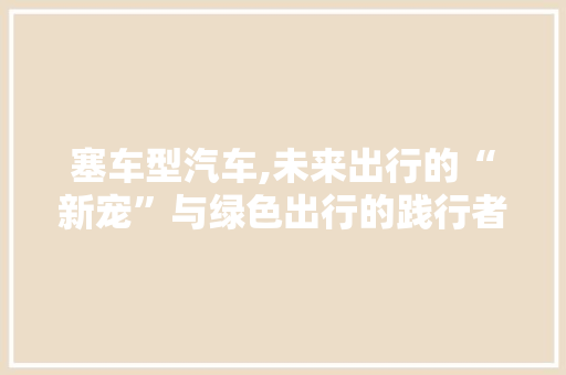 塞车型汽车,未来出行的“新宠”与绿色出行的践行者